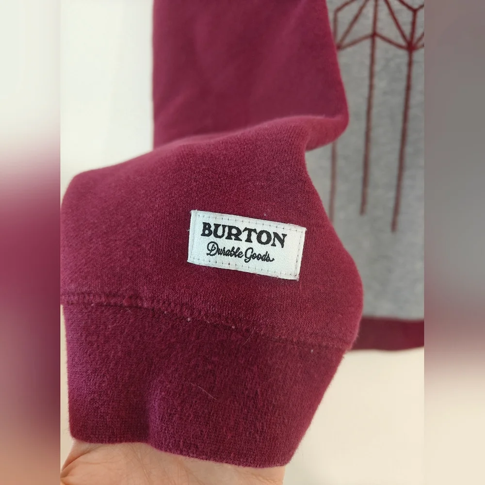 Burton Women's Caratunk Crew Maroon Grey Sweater Size Large - Picture 2 of 4